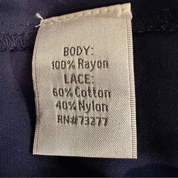 LC LAUREN CONRAD Dress Maxi Sleeveless Lace Bohemian Ruffle Navy Blue Size 8 - Picture 8 of 10